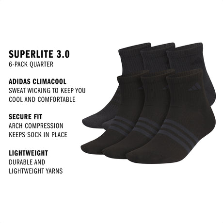 adidas Men's Superlite 3.0 6-Pack Quarter Sock-2