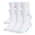 adidas Girl's Athletic Cushioned 6-Pack Crew Sock-1
