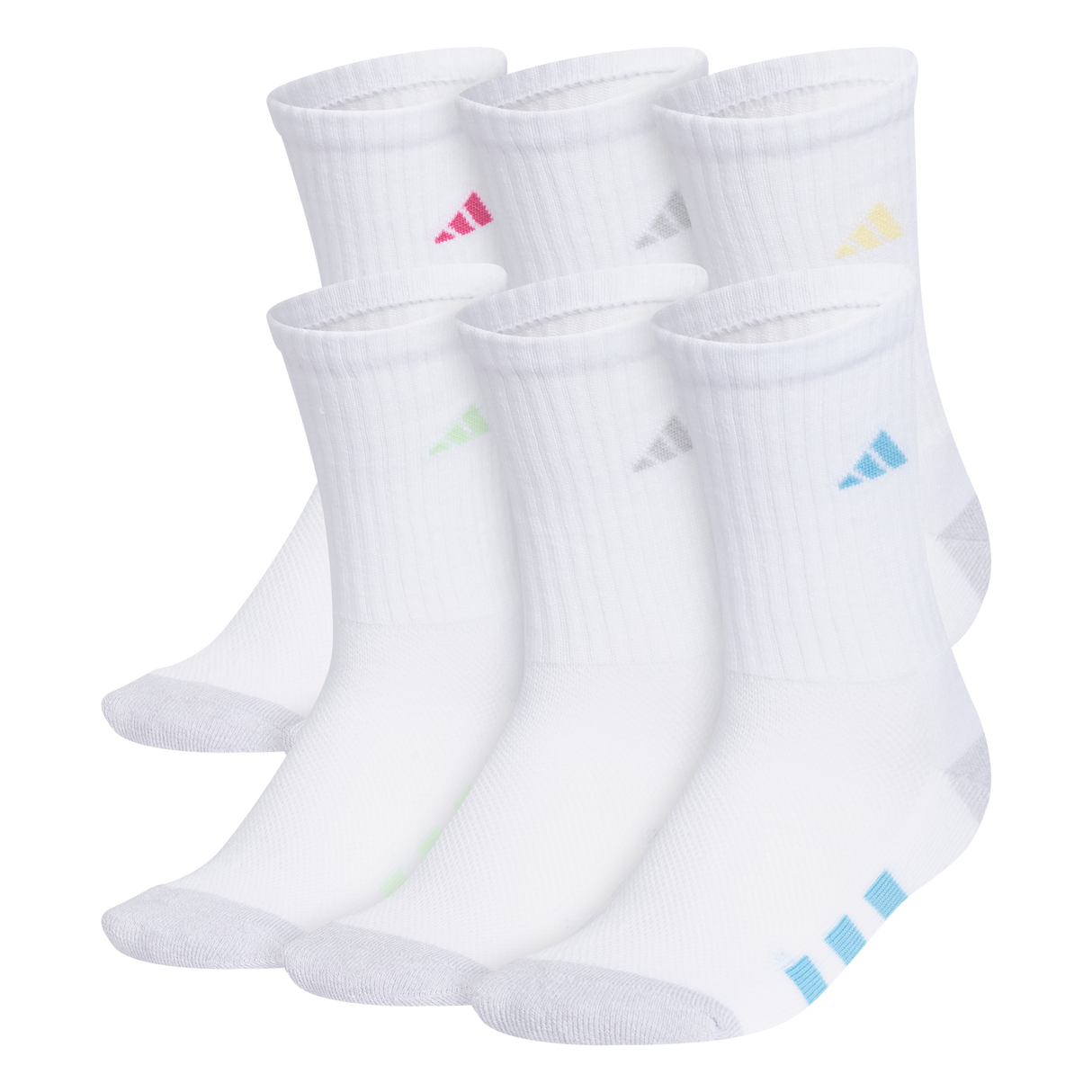 adidas Girl's Athletic Cushioned 6-Pack Crew Sock-1