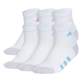 adidas Girl's Athletic Cushioned 6-Pack Quarter Sock-1