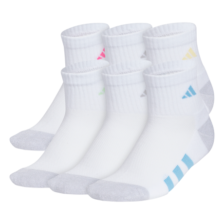 adidas Girl's Athletic Cushioned 6-Pack Quarter Sock-1