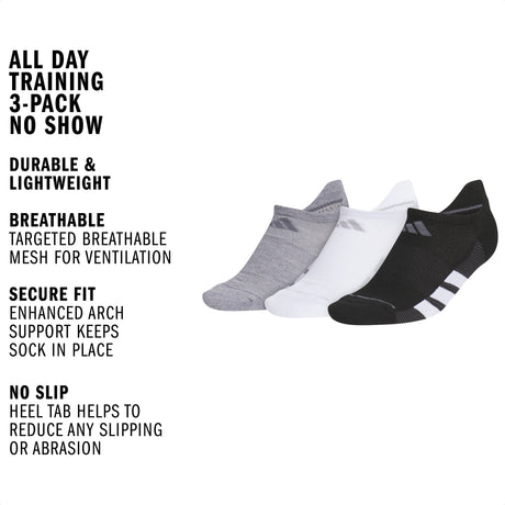 adidas Women's All Day Training 3-Pack No Show Sock-2