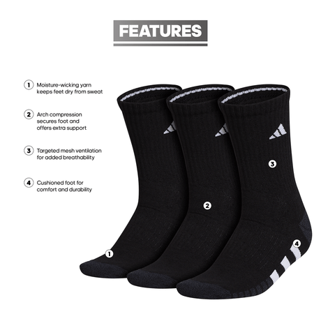 adidas Women's Cushioned 3.0 3-Pack Crew Sock-2