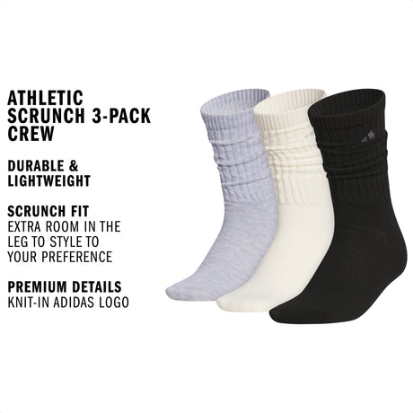adidas Women's Athletic Scrunch 3-Pack Crew Sock-2