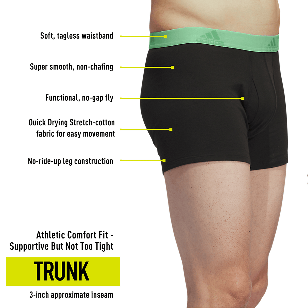 adidas Men's Stretch Cotton 3-Pack Trunk-2