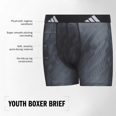 adidas Youth Microfiber 4-Pack Long Boxer Brief-2