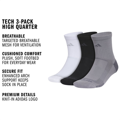 adidas Men's Tech 3-Pack High Quarter Sock-2