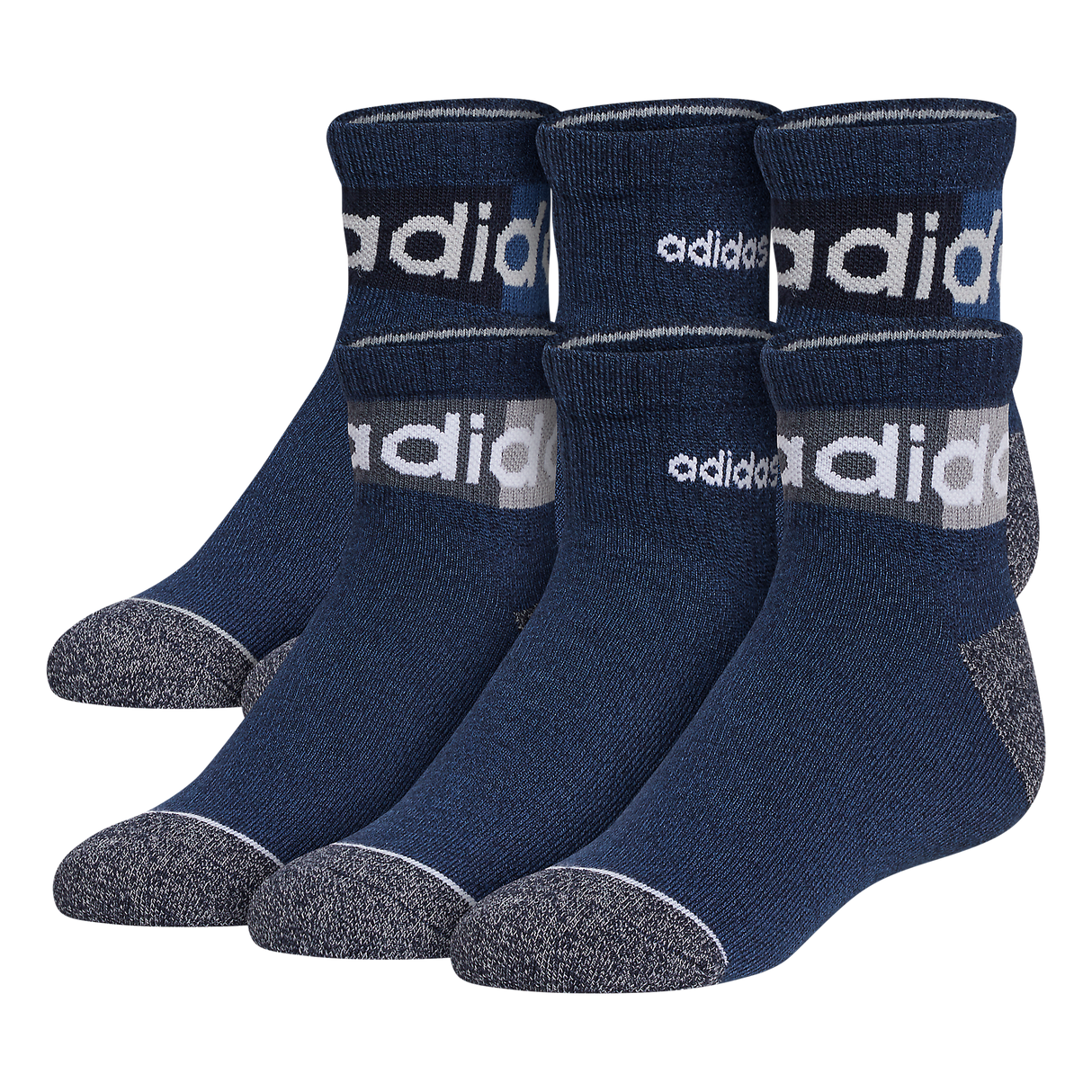 adidas Youth Blocked Linear II 6-Pack Quarter Sock-1