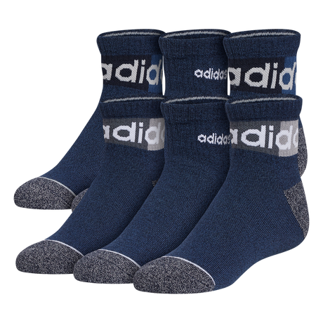 adidas Youth Blocked Linear II 6-Pack Quarter Sock-1