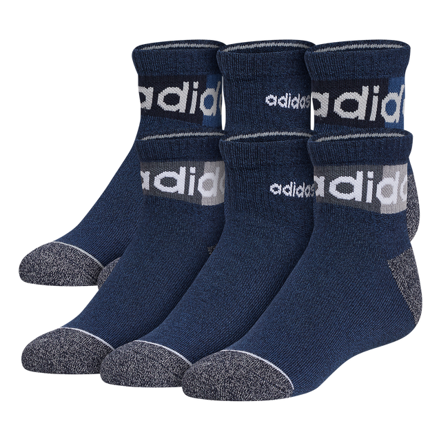 adidas Youth Blocked Linear II 6-Pack Quarter Sock-1