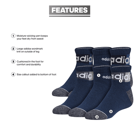 adidas Youth Blocked Linear II 6-Pack Quarter Sock-2