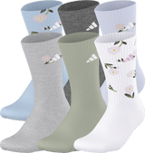 adidas Women's Athletic Cushioned Graphic 6-Pack Crew Sock-1