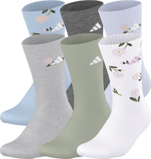 adidas Women's Athletic Cushioned Graphic 6-Pack Crew Sock-1
