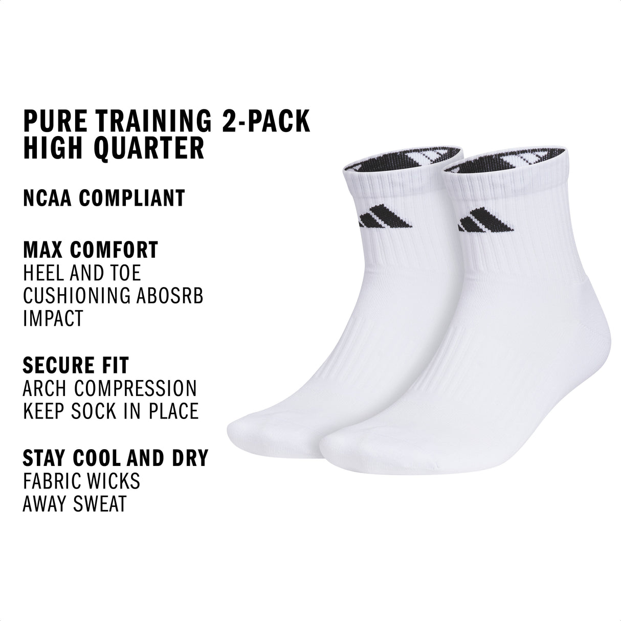 adidas Pure Training 2-Pack High Quarter Sock-2
