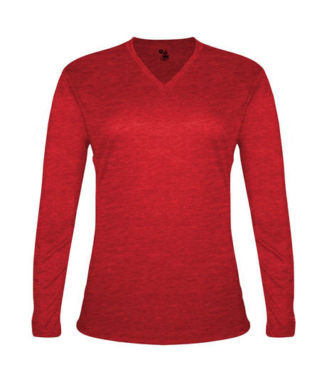 Badger Sport  Women's Tri-blend ' V-neck L/s T