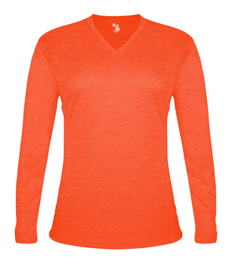 Badger Sport  Women's Tri-blend ' V-neck L/s T