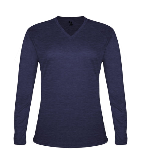 Badger Sport  Women's Tri-blend ' V-neck L/s T