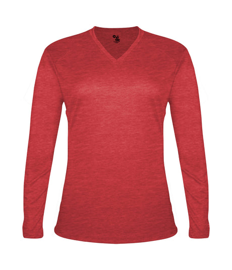 Badger Sport  Women's Tri-blend ' V-neck L/s T
