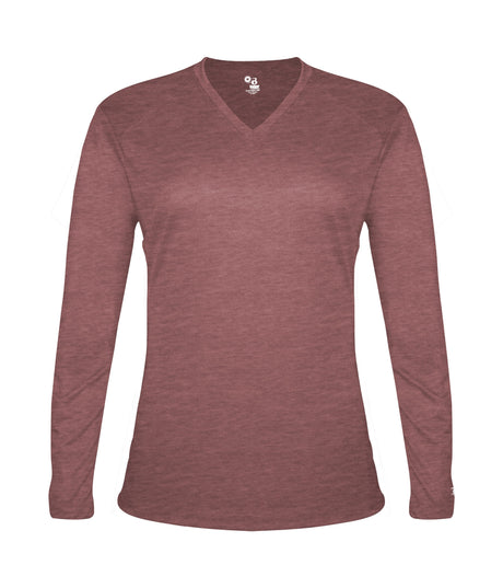 Badger Sport  Women's Tri-blend ' V-neck L/s T