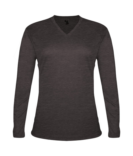 Badger Sport  Women's Tri-blend ' V-neck L/s T