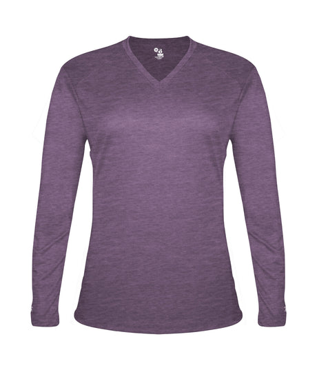 Badger Sport  Women's Tri-blend ' V-neck L/s T