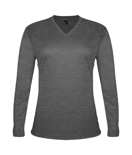 Badger Sport  Women's Tri-blend ' V-neck L/s T