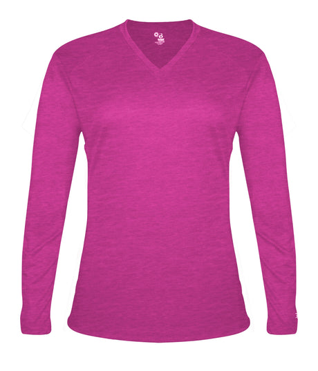 Badger Sport  Women's Tri-blend ' V-neck L/s T