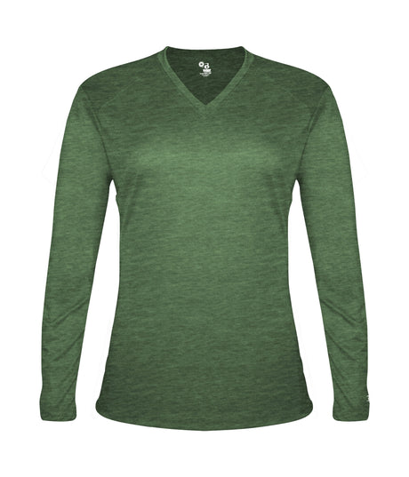 Badger Sport  Women's Tri-blend ' V-neck L/s T