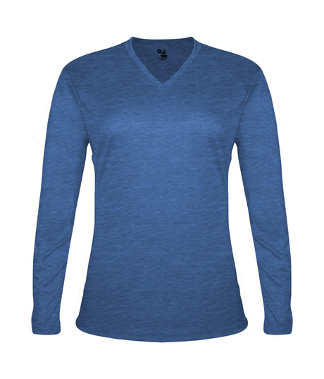 Badger Sport  Women's Tri-blend ' V-neck L/s T