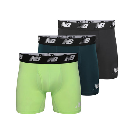 New Balance Men's Premium 6 Inch Boxer Brief with Fly 3 Pack