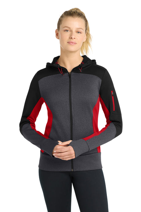 Sport-Tek Women's   Tech Fleece Colorblock Full-Zip Hooded Jacket