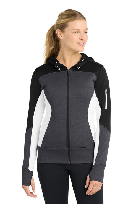 Sport-Tek Women's   Tech Fleece Colorblock Full-Zip Hooded Jacket