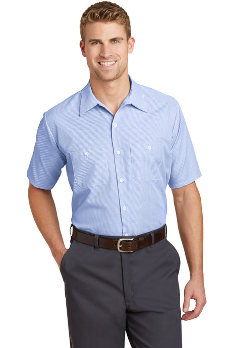 Red Kap Men's Short Sleeve Striped Industrial Work Shirt