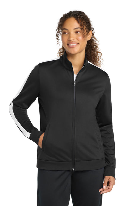 Sport-Tek Women's    Tricot Sleeve Stripe Track Jacket