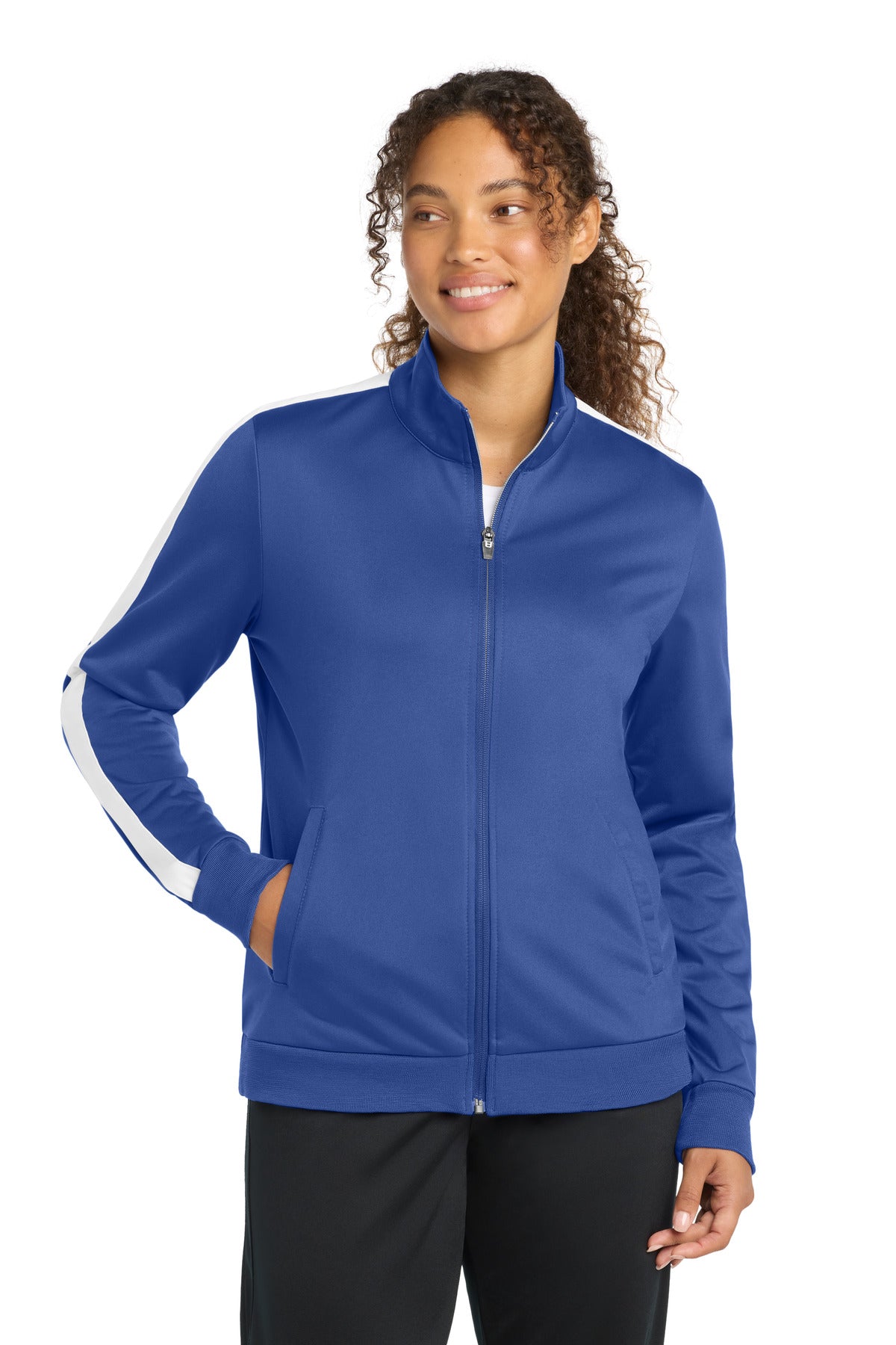 Sport-Tek Women's    Tricot Sleeve Stripe Track Jacket