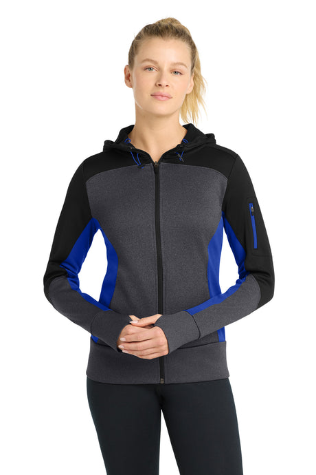 Sport-Tek Women's   Tech Fleece Colorblock Full-Zip Hooded Jacket