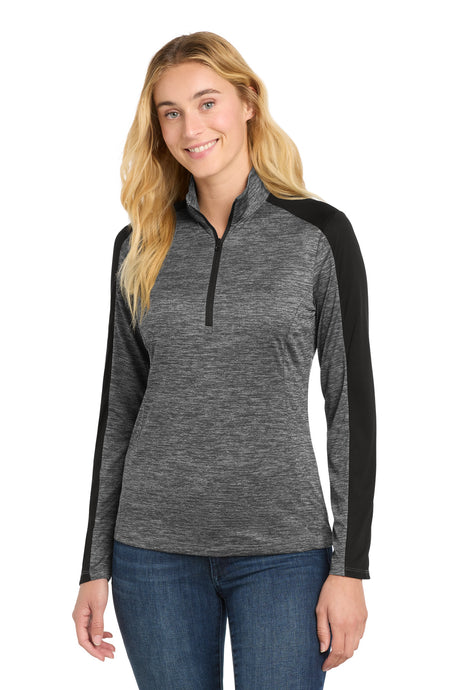 Sport-Tek Women's   PosiCharge   Electric Heather Colorblock 1/4-Zip Pullover