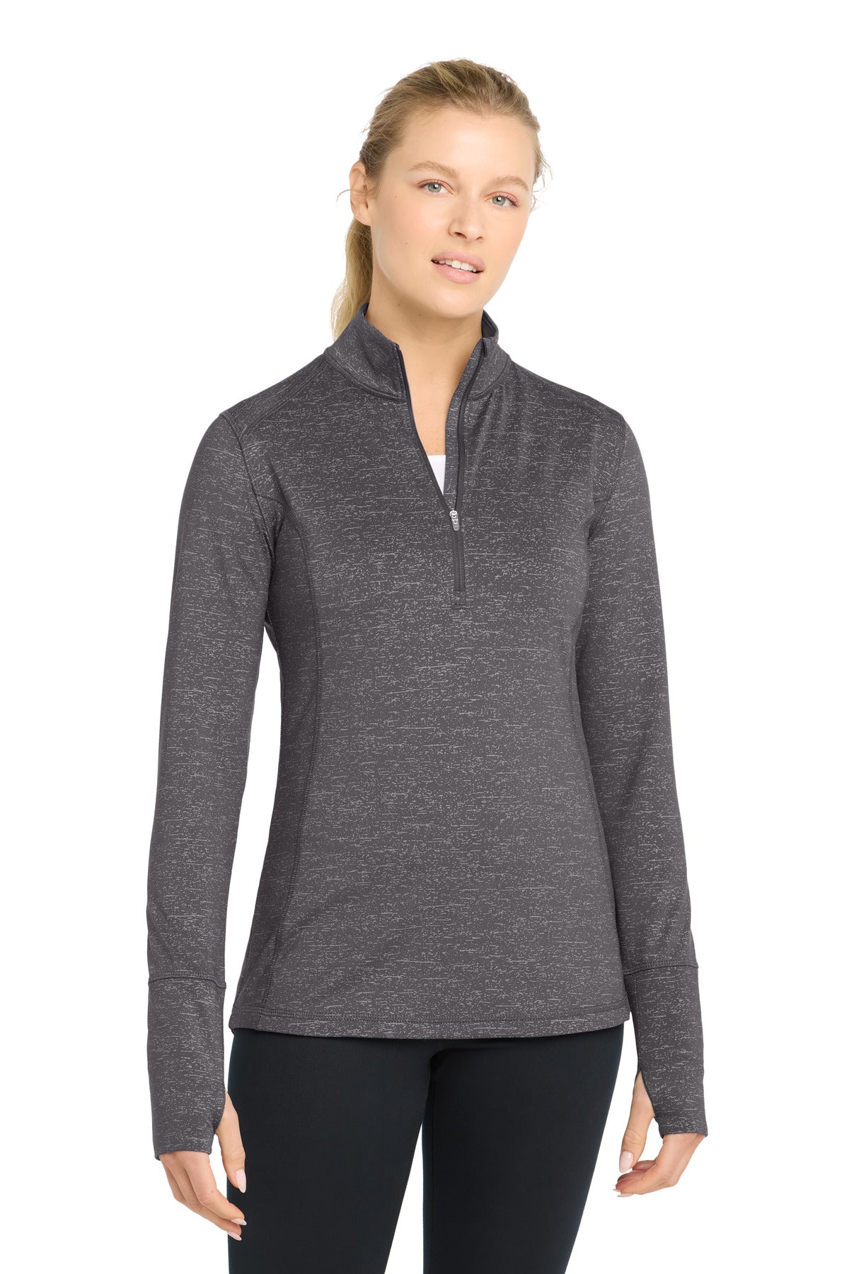 Sport-Tek Women's    Sport-Wick    Stretch Reflective Heather 1/2-Zip Pullover