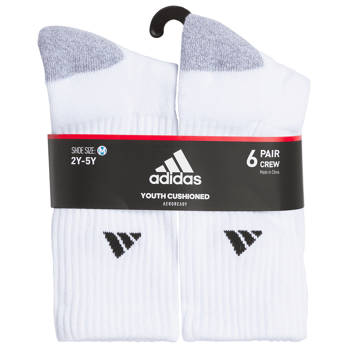 adidas Youth Athletic Cushioned 6-Pack Crew Sock-6