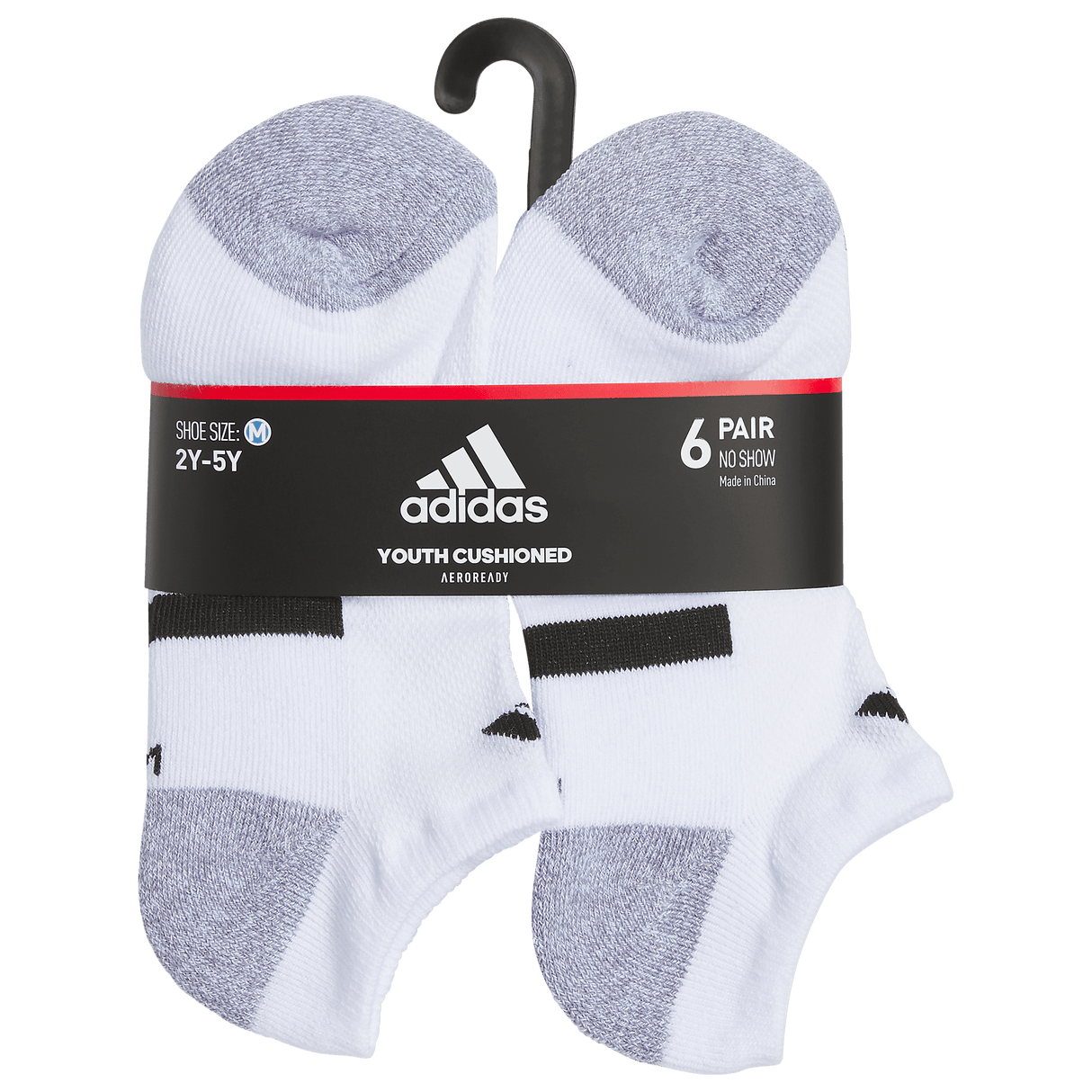 adidas Youth Athletic Cushioned 6-Pack No Show Sock-6