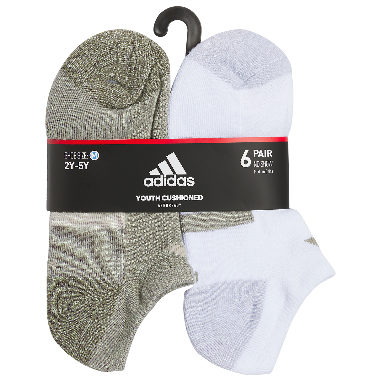 adidas Youth Athletic Cushioned 6-Pack No Show Sock-6