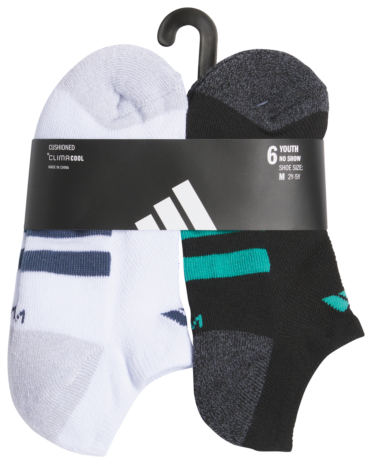adidas Youth Athletic Cushioned 6-Pack No Show Sock-6