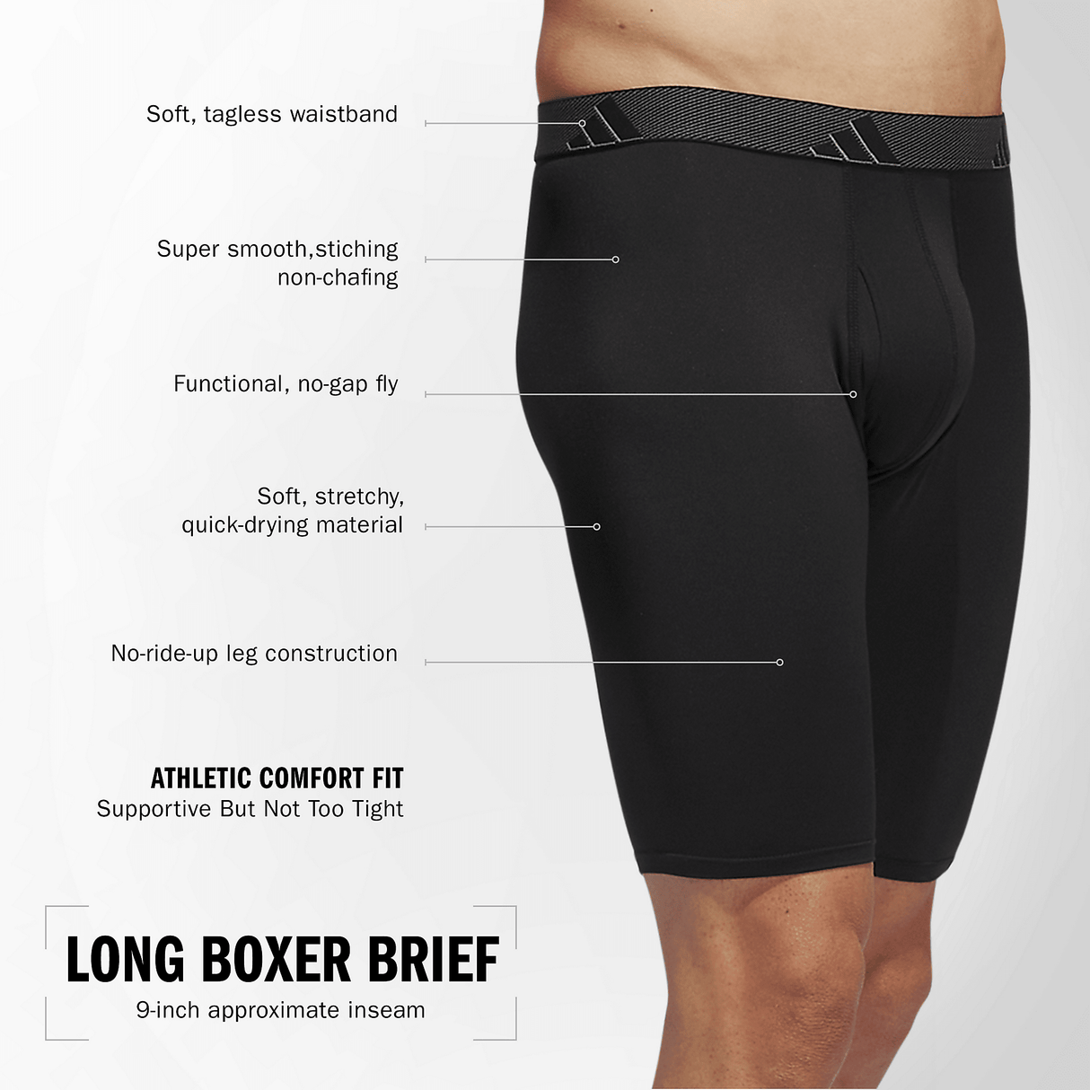 adidas Men's Microfiber 3-Pack Long Boxer Brief-2