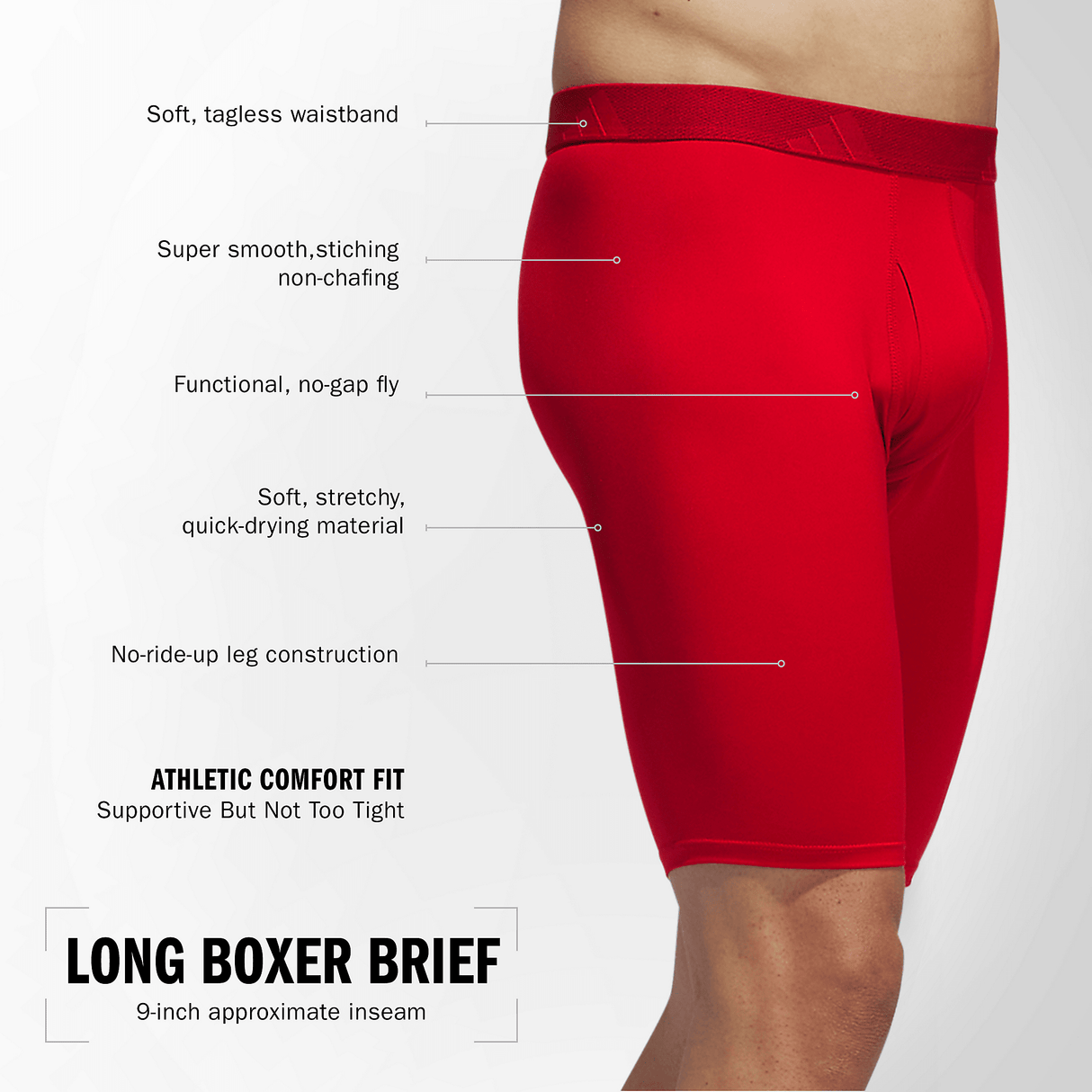 adidas Men's Microfiber 3-Pack Long Boxer Brief-2