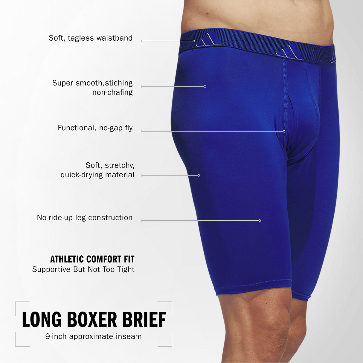 adidas Men's Microfiber 3-Pack Long Boxer Brief-2