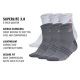 adidas Women's Superlite 3.0 6-Pack Quarter Sock-2