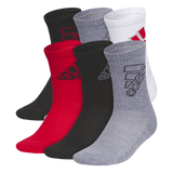 adidas Youth Cushioned Mixed 2.0 6-Pack Crew Sock-1