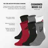 adidas Youth Cushioned Mixed 2.0 6-Pack Crew Sock-2