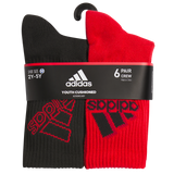 adidas Youth Cushioned Mixed 2.0 6-Pack Crew Sock-6