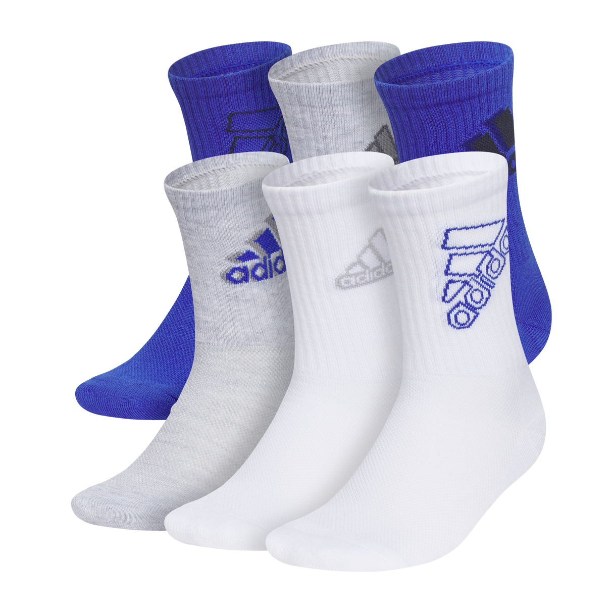adidas Youth Cushioned Mixed 2.0 6-Pack Crew Sock-1